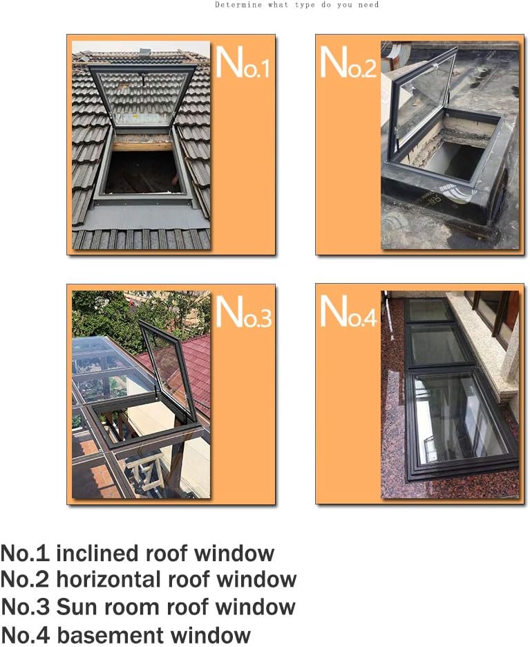 Aluminium alloy roof window and skylight/basement daylighting window/roof viewing window can be customized size (Hole custom,electric)