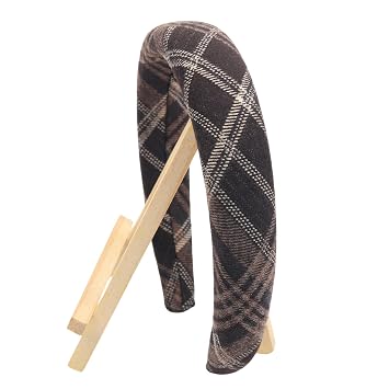 Grid Series Headband for Women Handmade Hairbands Deep Brown Headband Christmas Party Hair Hoop Tartan Headbands for Styling Plaid Headwear Strong Stretching French Hair Accessories 1Pcs