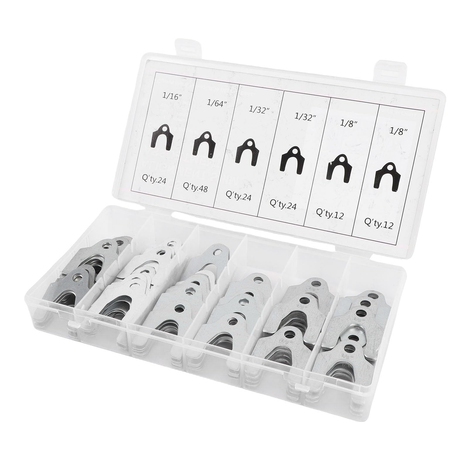 144pcs Set di Shim per il Corpo di Allineamento Automatico, Metallo 1/16in 1/64in 1/32in 1/8 Pollici con Scatola di Conservazione, per Spessori di Allineamento del Camber,