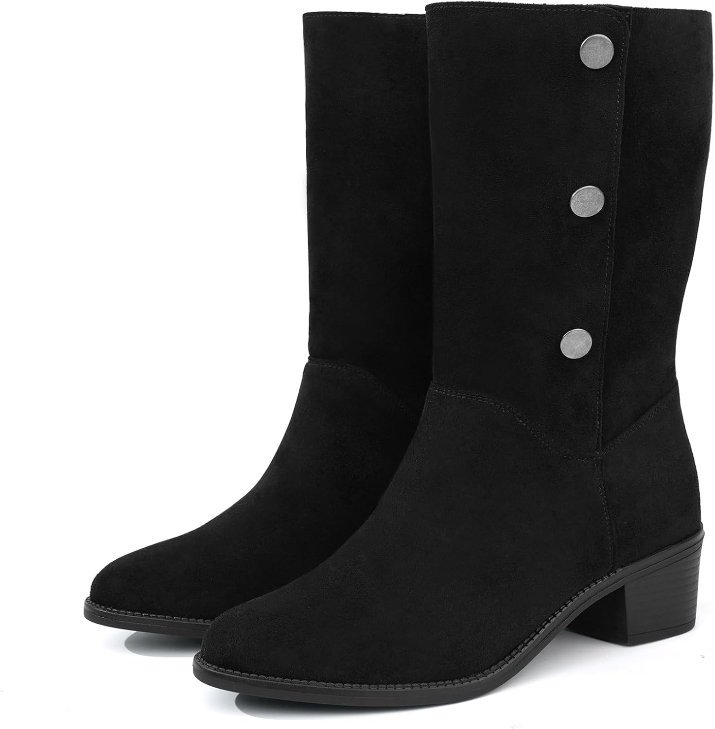 starmerx Womens Suede Mid Calf Boots 3 Way Fold Over Style Chunky Block Heel Booties Fall Winter - Image 7