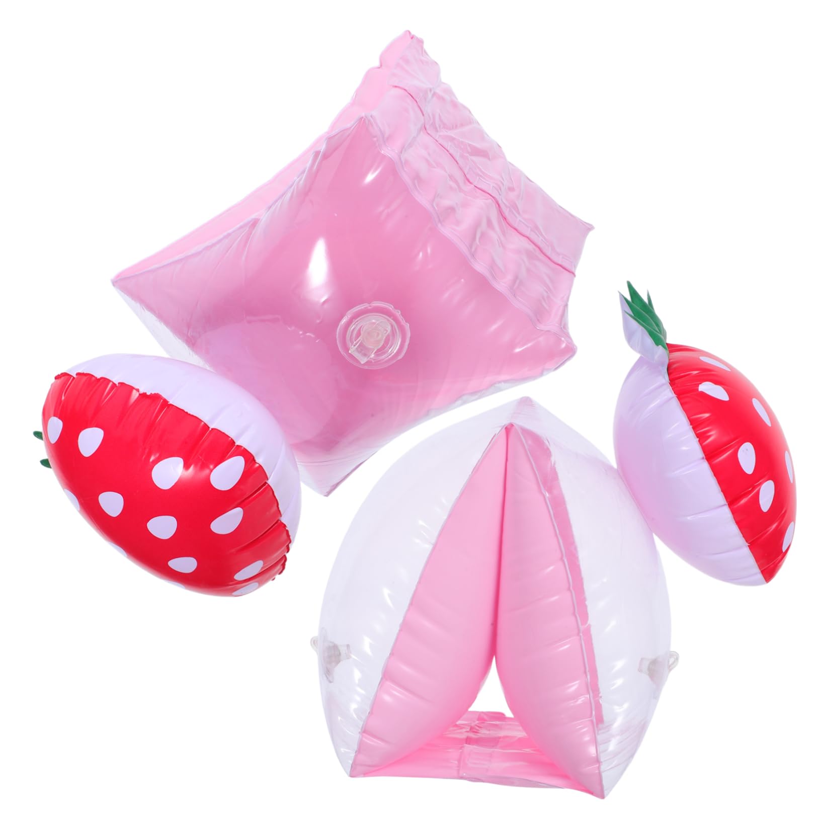 CIYODO 1Pair Inflatable Strawberry Arm Float for Safe Swim Pool Training Ring for Boys and Swim Floaty Arm Bands for Summer Water Fun