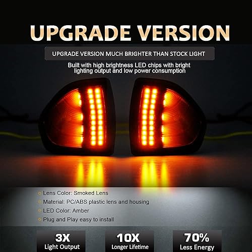 Miniatura 2 de D-Lumina lámparas LED para señal de giro de espejo lateral izquierda y derecha con cubierta de lente ahumada para 2010-2018 Dodge Ram 1500 2500 3500
