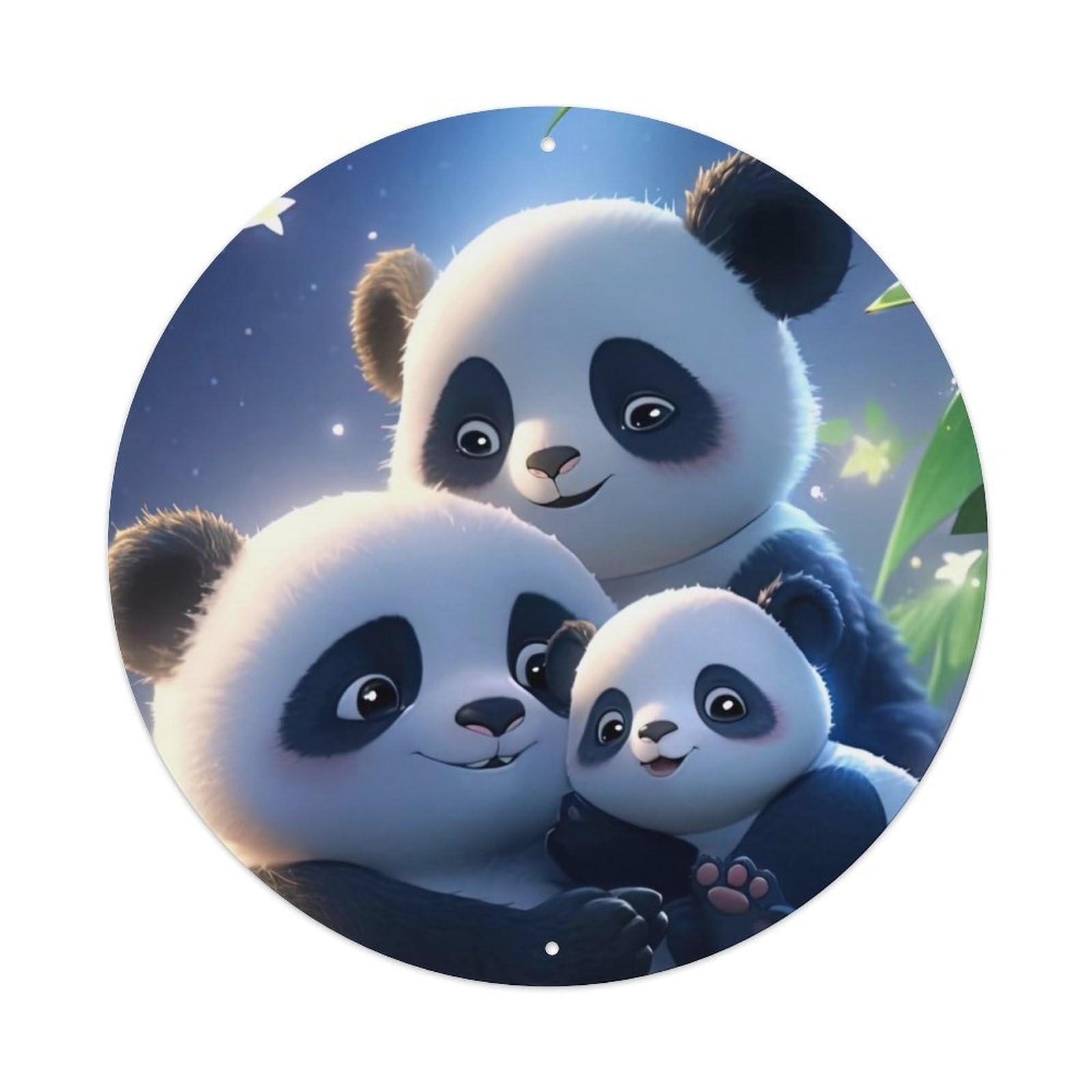 Animals Artwork Three Pandas in Basket Vintage Metal Tin Sign Plaque Wall Decor for Cafe, Club Bar, Office, Garden Metal Poster 8x8Inch
