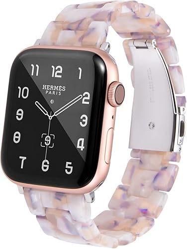 HOPO - Correa de resina delgada y ligera con hebilla de acero inoxidable, repuesto para Apple Watch de 38, 40, 41, 42, 44, 45, 49mm, series SE, 8,