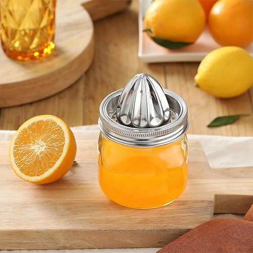 Miniatura 6 de Exprimidor de naranja, exprimidor manual de triple tapa, manual de cítricos, lima y naranja, exprimidor de mano robusto de acero inoxidable, prensa