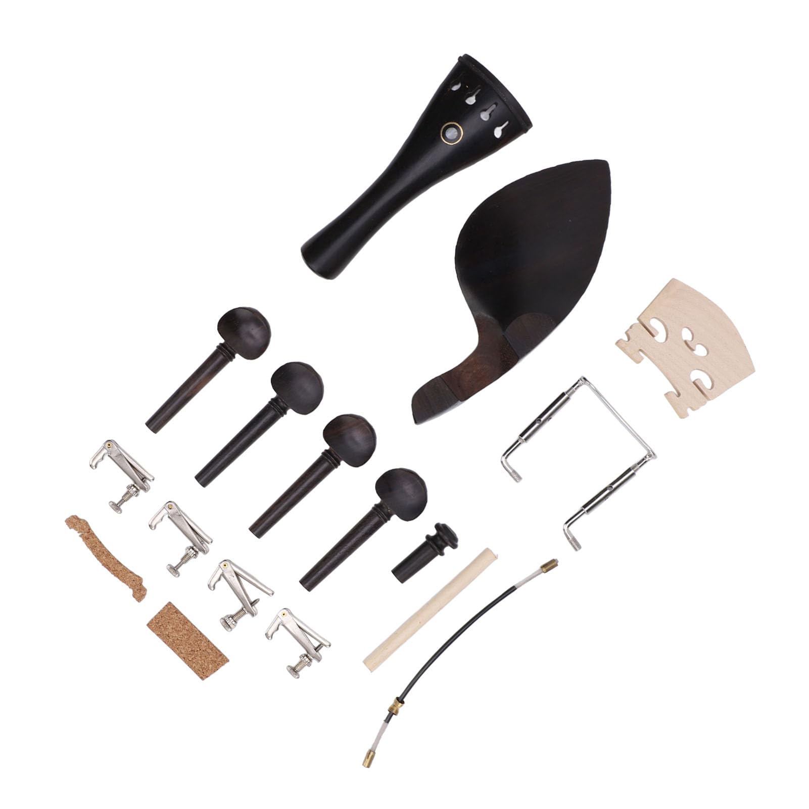 Ensemble d'accessoires pour Violon 15 Pièces, Kit de Pièces de Rechange Universel en Métal ébène pour Violons Pleine Grandeur 3/4 4/4, Kit d'accessoires pour Pièces de Violon