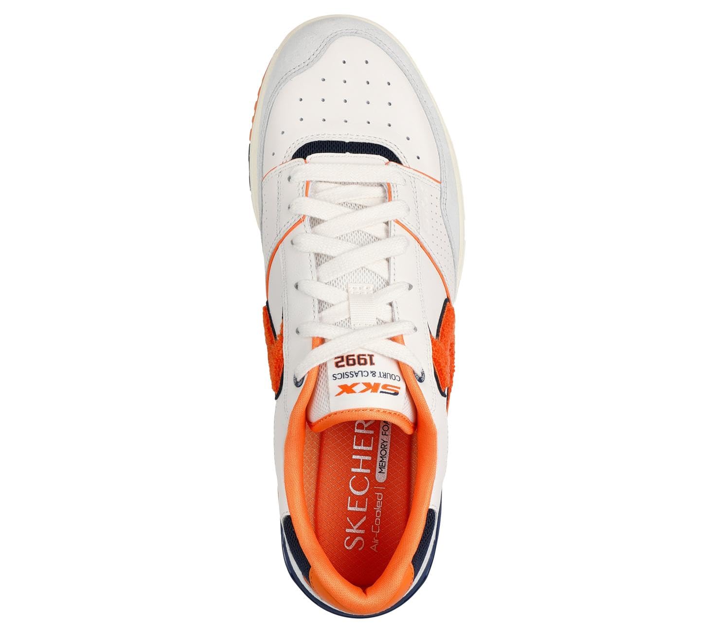 Skechers Herren S-1992 Turnschuhe, Natural Leather/Suede/Mesh/Orange Trim, 46 EU – Ansicht 3