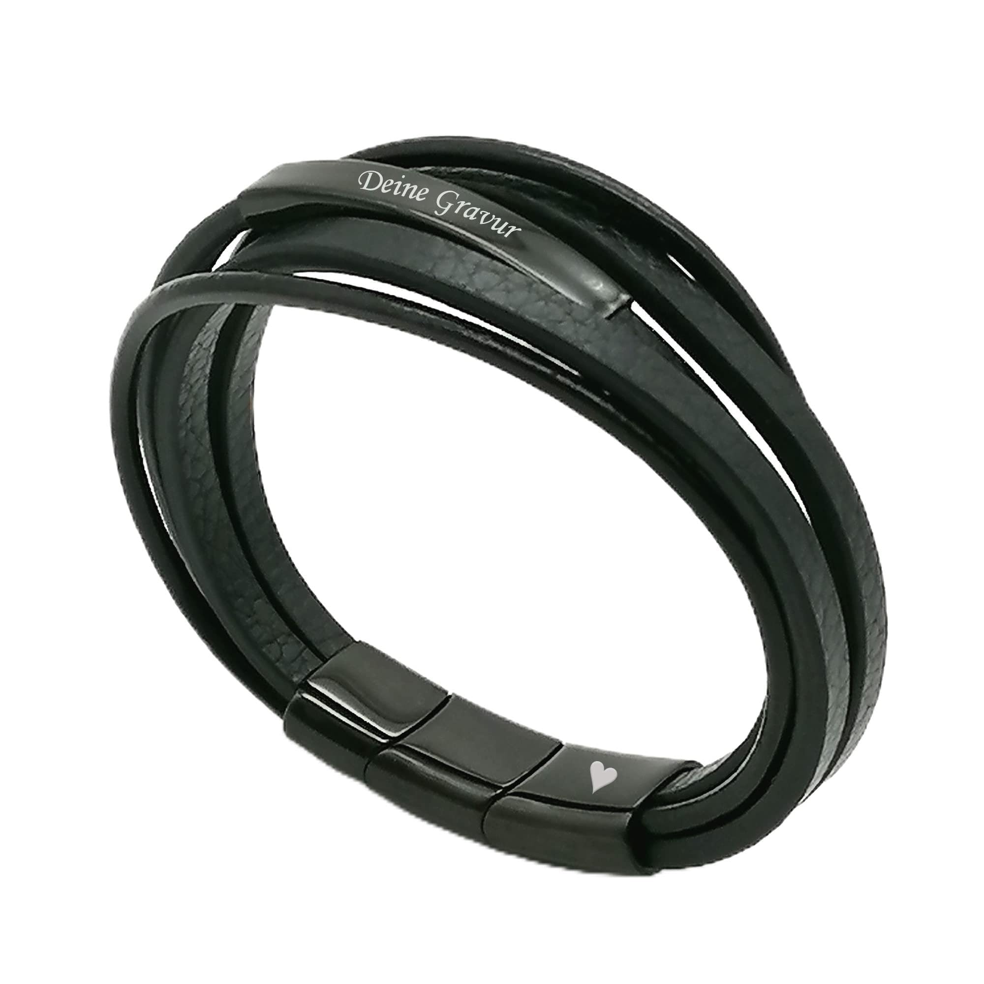 Designer Lederarmband Herren mit Gravur - Personalisiertes Männerarmband mit Namen Datum - Geschenk für Freund Papa zu Weihnachten - Aus Echtleder