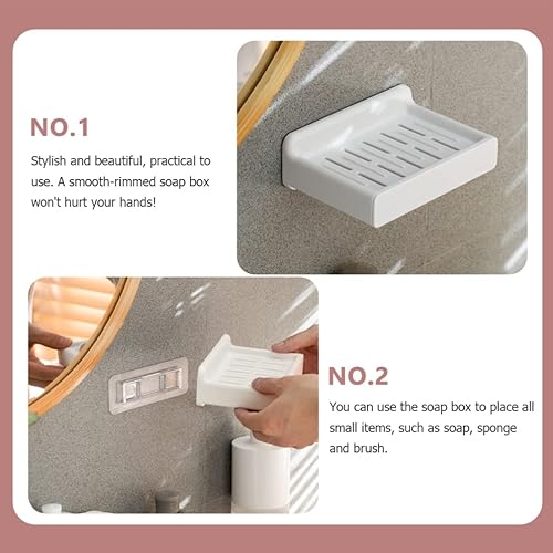 Miniatura 7 de Zerodeko Cajones de almacenamiento, jabonera, soporte para jabón, bandeja de jabón, platos autoadhesivos, protector de jabón de plástico para