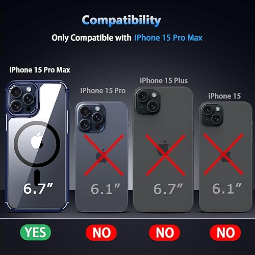 Miniatura 7 de Amizee Funda magnética compatible con iPhone 15 Pro Max compatible con MagSafe con protector de pantalla y protector de lente de cámara, parte