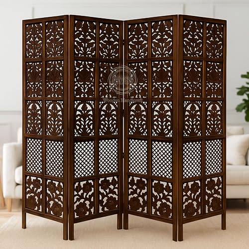 Image of Wooden Partition for Living Rooms Wall Dividers,Screen Separator Wall Divider for Hall Wall Panels for Living Room /Kitchen /Bedroom /Office /Restaurant (6-feet 4 Panel)