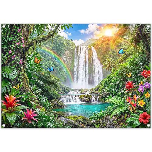 Swepuck 7x5ft Rainforest Themed Jungle Waterfall Photography Backdrop