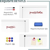 Vista 5 de Magnetic Dry Erase Whiteboard - 46 x 33 Inch White Board - 4 x 3 Large Wall-Mounted Board with Silver Aluminum Frame, 1 Magnetic Eraser, 2 Pens