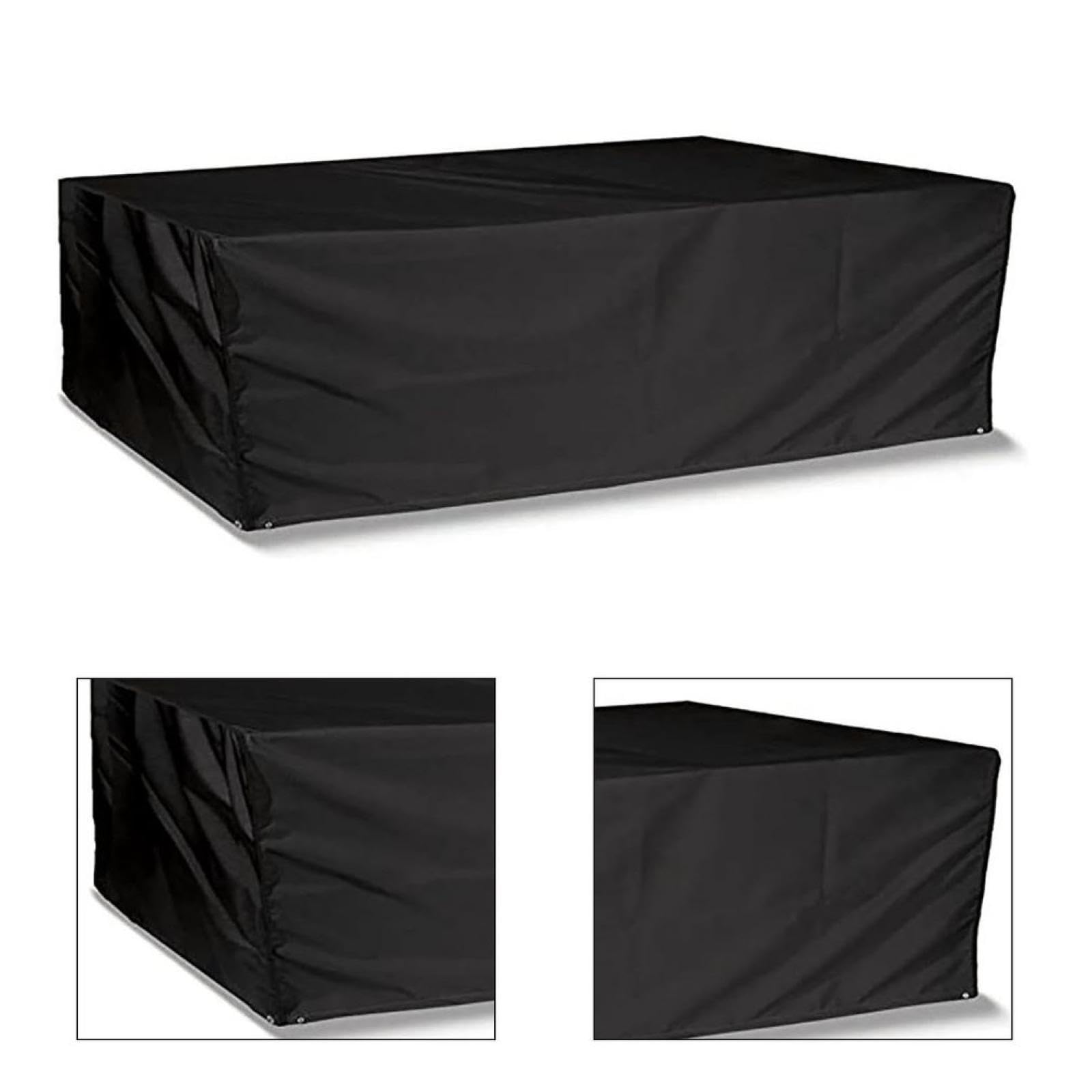 YIUEYI Funda de sofá para exteriores, impermeable, resistente, 600D, para sofá seccional al aire libre, juego de sillas de mimbre y ratán, rectangular, 200 x 165 x 80 cm, color negro