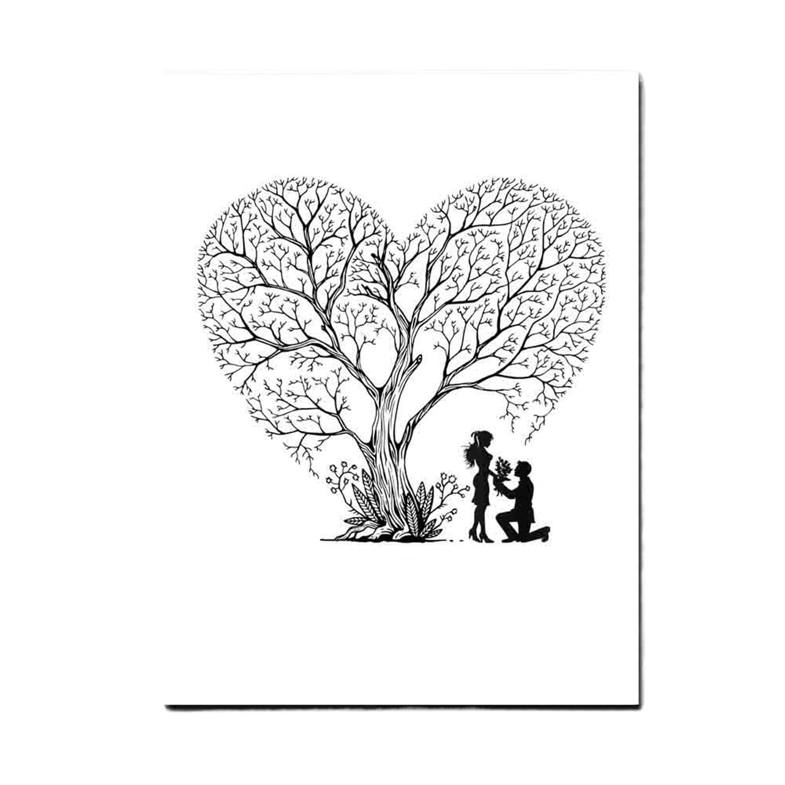 Hochzeit Fingerabdrücke mit Baum Liebhaber Fingerabdruck Baum DIY Gast Unterschrift Leinwand Gemälde for Hochzeit Jahrestag Veranstaltungen Party Dekor(T1CP017)