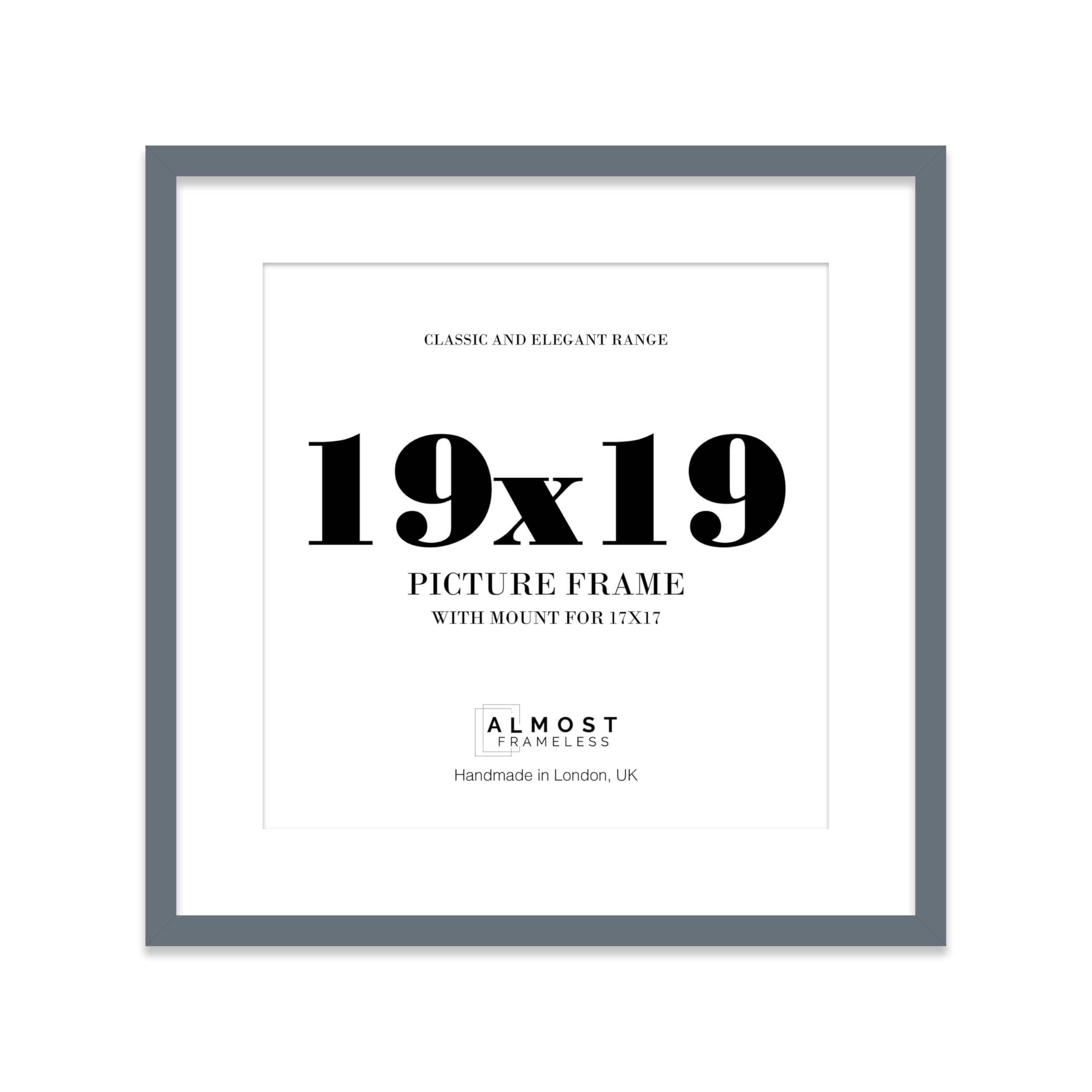 19x19 Grey Picture Frame with Mount for 17x17 Photos, Prints - Modern Square Wall Frame, 1 Pack