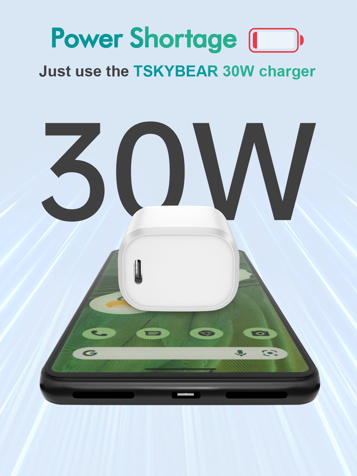 30W USB C Super Fast Charger - for Google Pixel 8/8 Pro/7/7 Pro/6,Samsung Galaxy S21/S22,Note 20,iPad Pro 12.9/11 inch,MacBook Air(6 FT Cable)