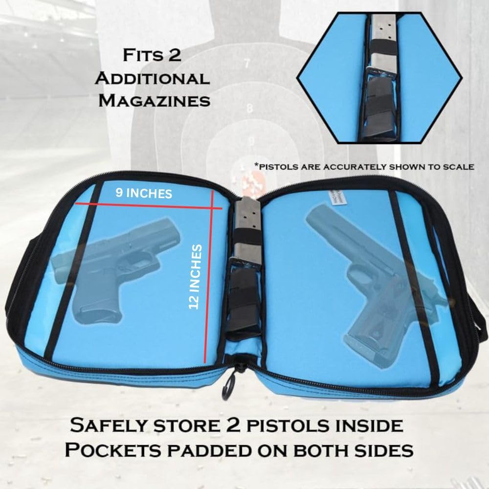 Exos Double Pistol Case - Tactical Double Soft Pistol Gun Bag - Handgun Carrying Case with Compartments - Hand Gun Storage Bag with MOLLE Webbing and Padded Interior - Image 3