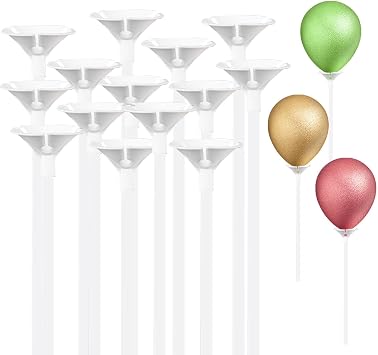 EMVANV 100Pcs Balloon Sticks, Reusable Plastic Thicken Durable White Sticks Holders with Cups for Party DecorWhite