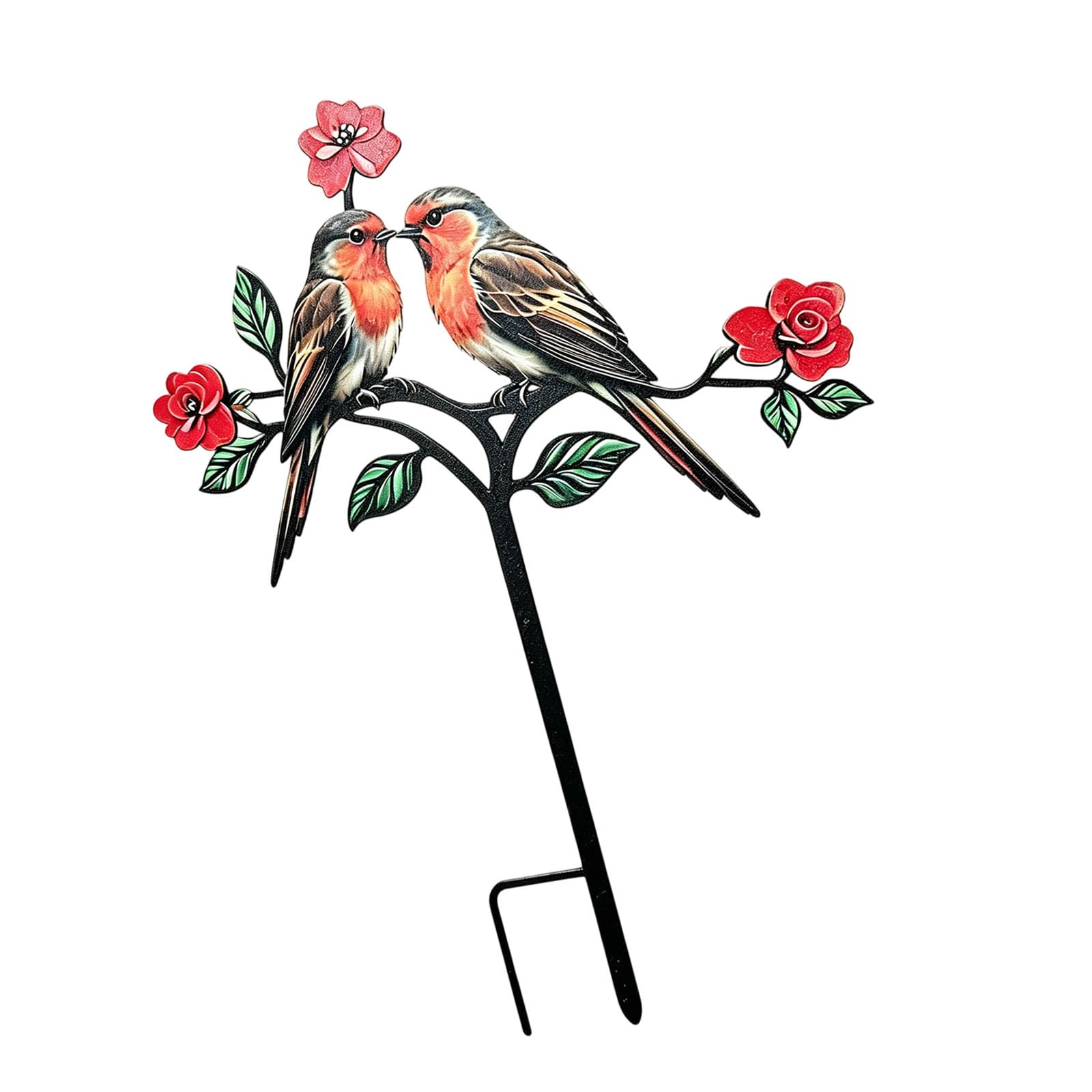 PANGBOER Metal Bird Garden Decor Set of 2 Iron Art Sparrows with Weather Resistant Coating for Outdoor Grass Patio Memorial Garden Symbolic Love Decorative Bird Stake