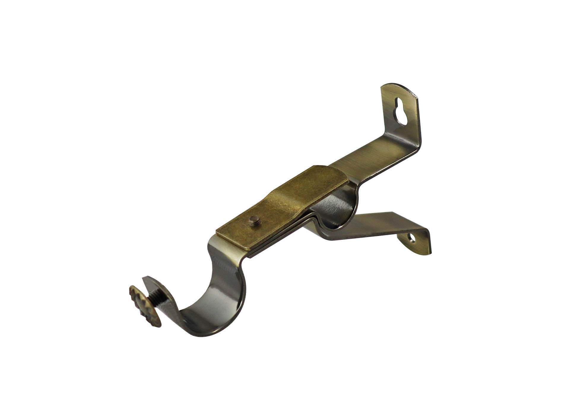 YHO Curtain Rod Pole Brackets 19mm 28mm 35mm Recess Extendable Double Antique Brass (28mm / 19mm Double Adjustable)