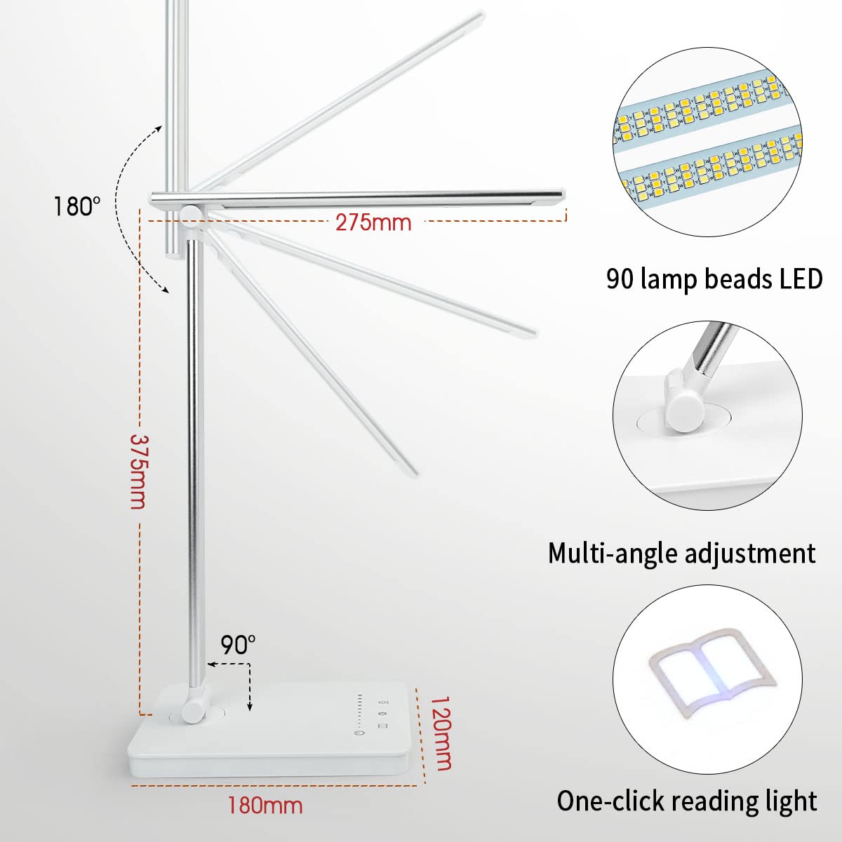 Lampada Da Scrivania LED Dimmerabile - 5 Colori, 10 Livelli Luminosità, Timer 45 Min - Foto 9