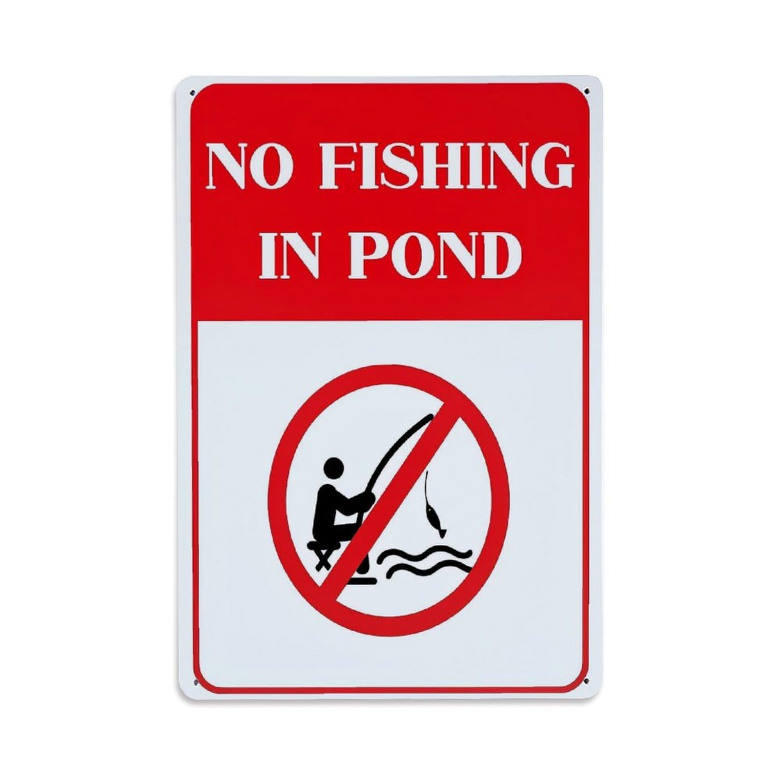 Jdyaojiesheng Vintage No Fishing In Pond Sign Tin Sign Retro Metal Wall Decor Metal Poster, Home Bar Garage Farmhouse Cafe Wall Art Decoration 8X12inches