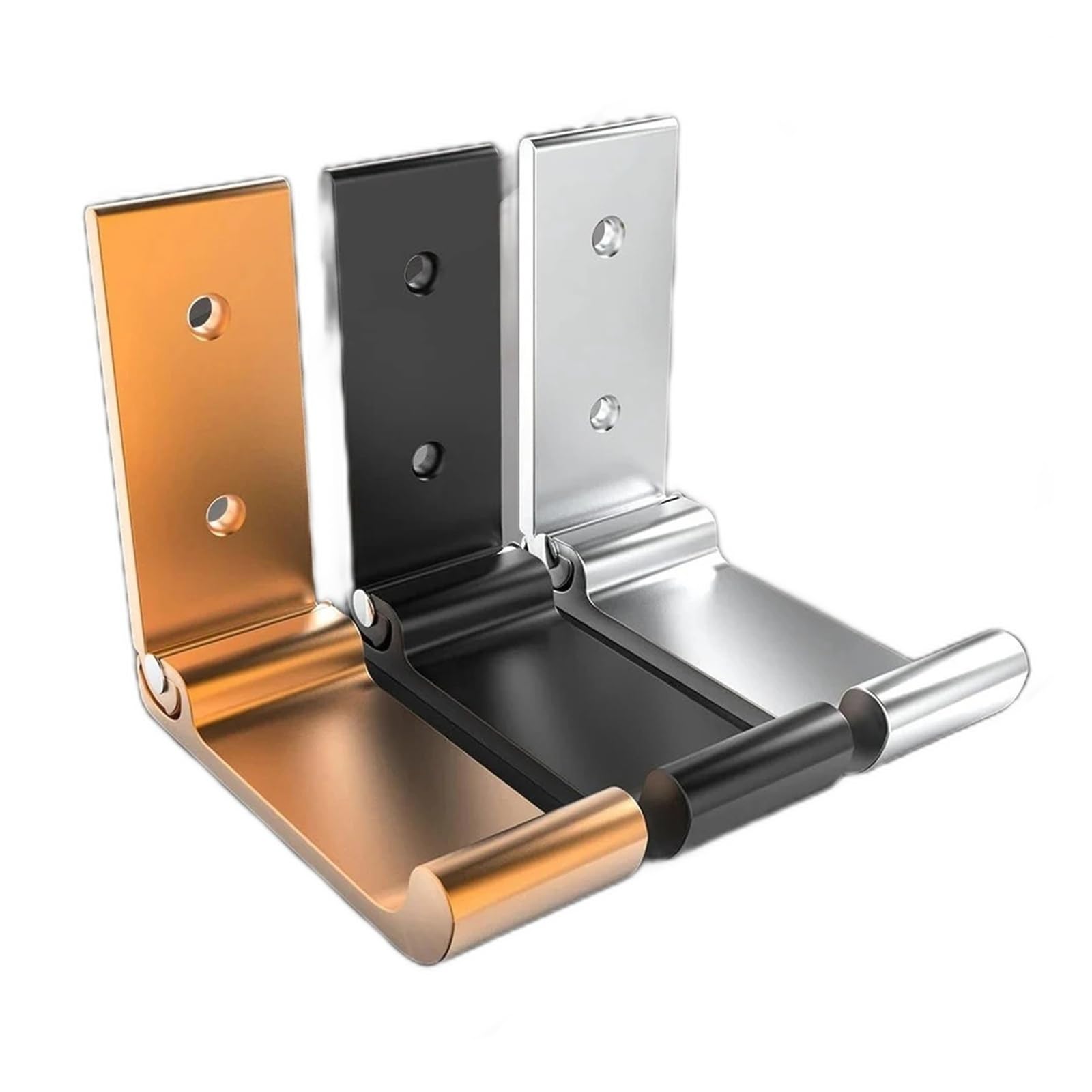 Saaygdfg Folding Black Aluminum Wall Hook, Space Saving Coat Towel Hanger with Screws for Bathroom Kitchen Door(Black 3pcs)