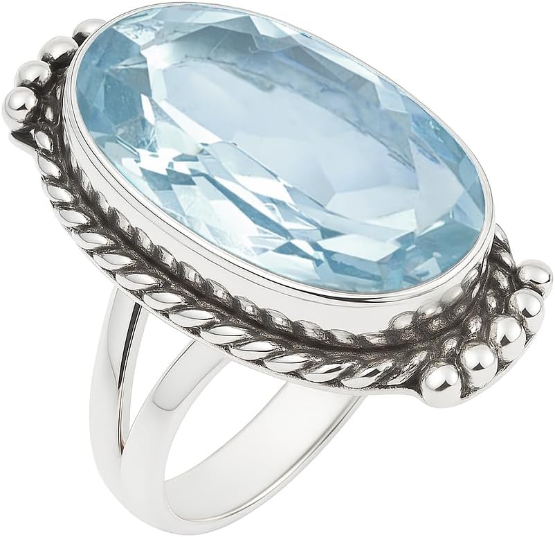 925 Sterling Silver Gemstone Ring for Women | Birthstone Jewelry | Oval Cut Bold Statement Ring | Party Wear, Birthday, Anniversary Jewelry Gift for Women