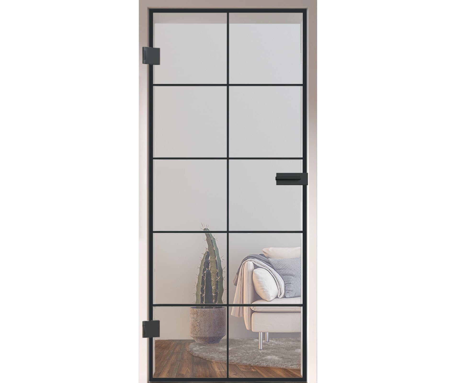 HORI Loft Glastür aus ESG-Sicherheitsglas: Modernes quadratisches Design Glastür Innentür für Wohnräume als stilvoller Raumteiler oder Raumtrenner – Unsere hochwertige Tür aus Klarglas 1972 x 834