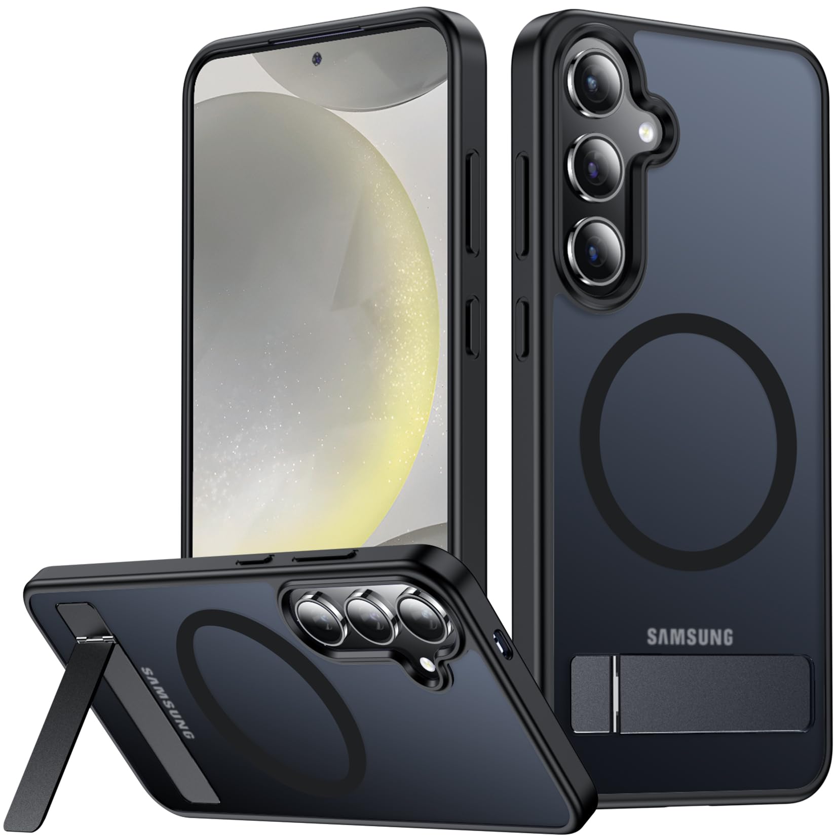 SPIDERCASE for Samsung Galaxy S24 Plus Case, Built-in Stand, Black