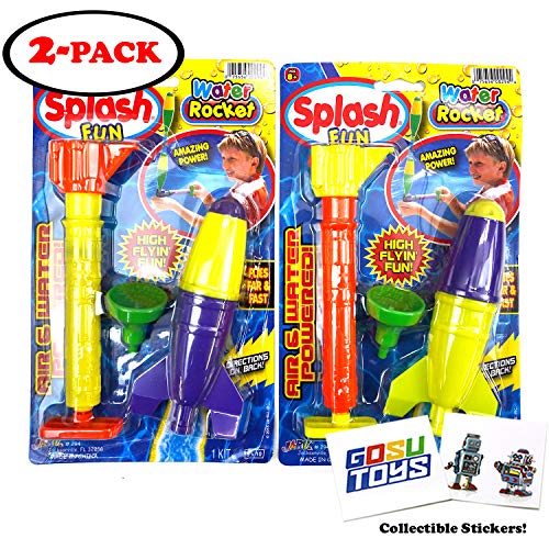Splash Fun Water Rocket (2 Pack) Air and Water Powered with 2 GosuToys Stickers