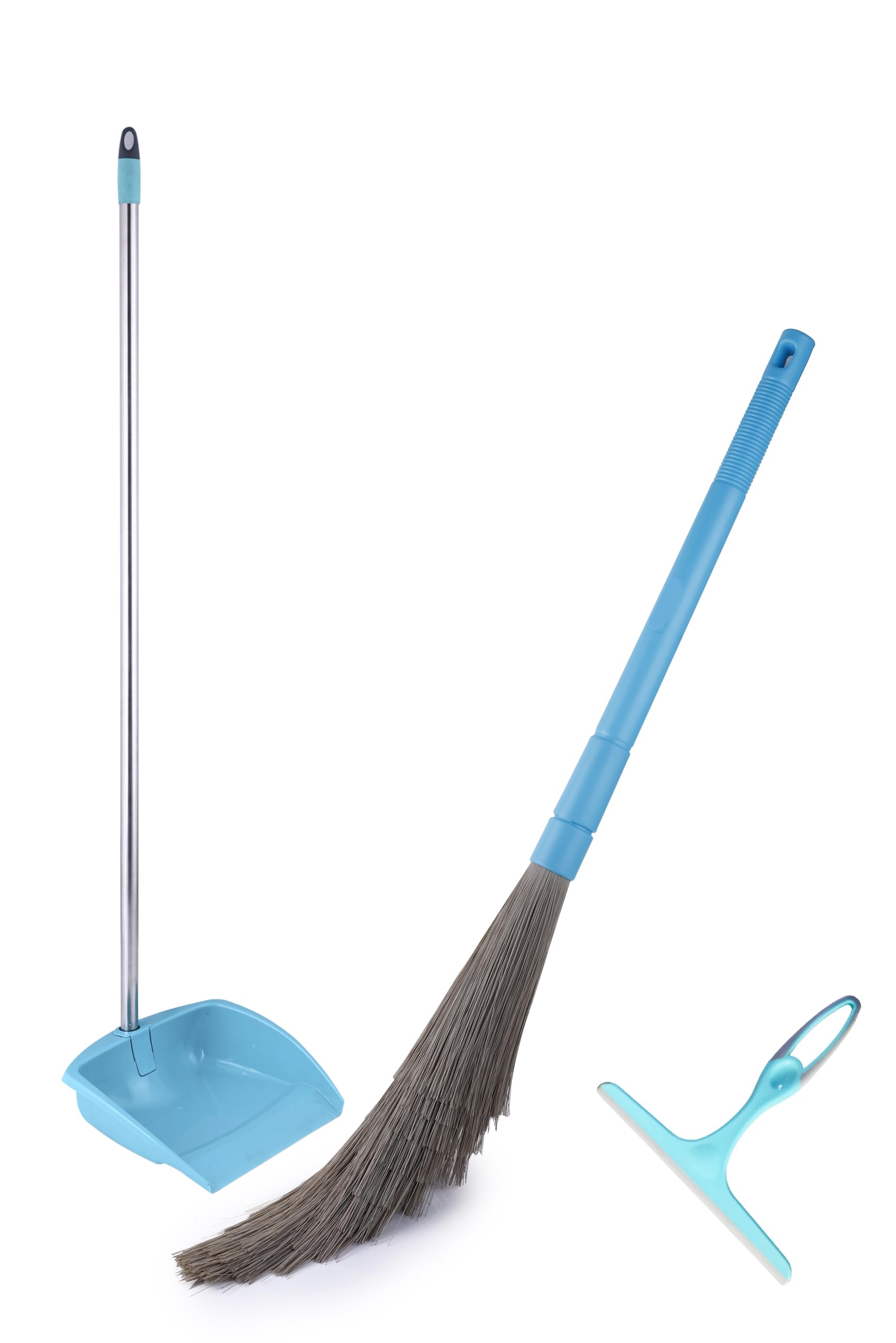 Dustpan Broom Set with Kitchen Wiper 3 in 1 Combo Standing Dust Pans with Stainless Steel Long Handle N Stand Up Head No-Dust Broom Dustpan & Jhadu for Home Kitchen Office Floor Cleaning mop (B0D4VSQYTH) Amazon Price History, Amazon Price Tracker