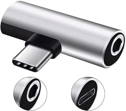 2 in 1 USB C to 3.5mm Female Headphone Jack + Type C Charger Adapter USB C to Aux-Audio Converter for S23-S22 S21-S20