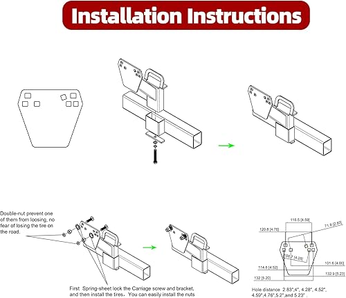 Miniatura 4 de Soporte para neumáticos de repuesto con bolsillo de estaca, soporte de montaje de neumático de repuesto para remolque, recubrimiento en polvo negro