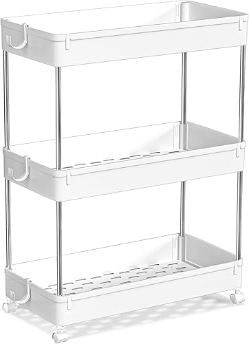 Proarea Carrito de almacenamiento con ruedas, organizador de lavandería, carrito de cocina de 3 niveles, cesta de almacenamiento resistente, carrito disponible en Yaxa Venezuela