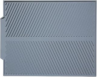 Mata do suszenia naczyń do kuchni, miękka silikonowa prostokątna mata odpływowa, ociekacz do naczyń, naczynia na blat kuchenny, mata do zlewu do suszenia, antypoślizgowa taca szybkoschnąca zastawa stołowa, 43 * 33 cm, szara