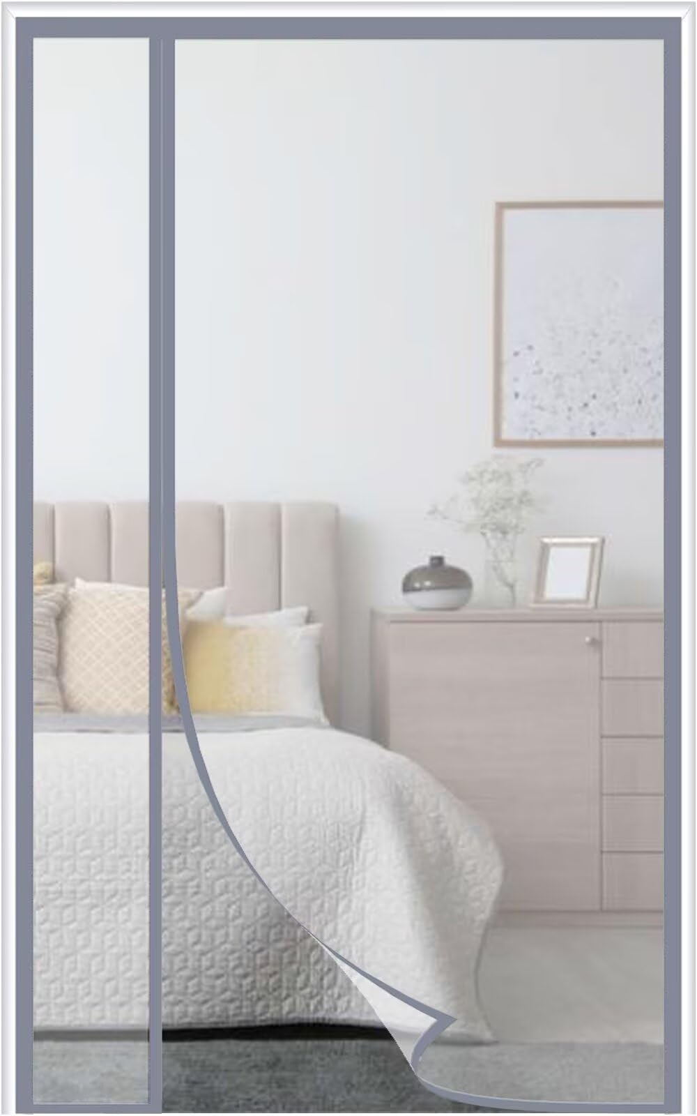 Transparente Cortina para puerta magnética termoaislante EVA 100x185cm，Reversible Cortina de protección aislante, protección contra el frío y protección térmica en invierno，impermeable,Gris