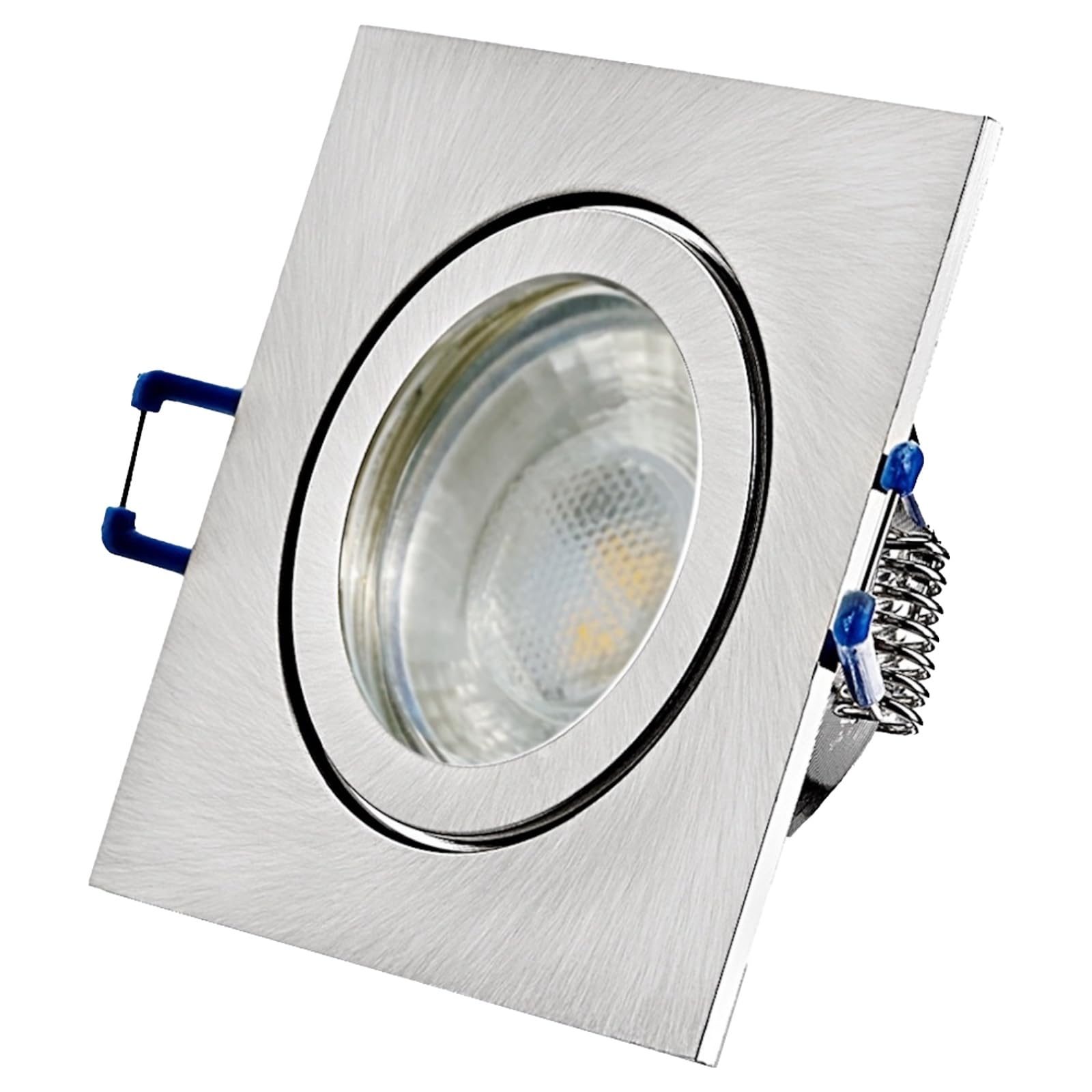 LED Einbaustrahler 12V IP44 6er Set – je 3 W Warmweiß 3000 K – inkl. LED-Trafo & AMP-Stecksystem – 120 cm Zuleitung pro Spot – für Bad, Gäste-WC & Küche – Ø 60–68 mm, Einbautiefe ca. 55 mm