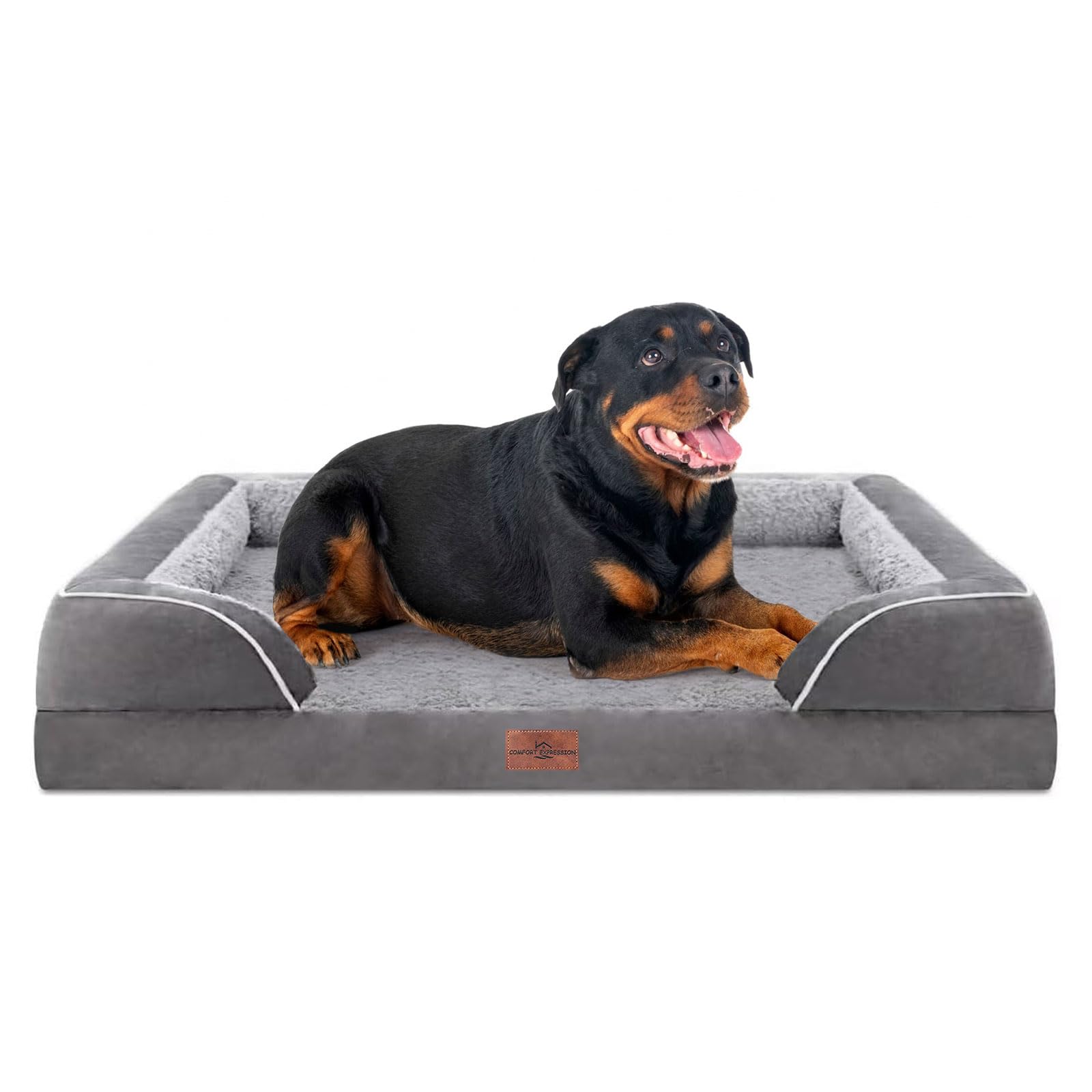 Comfort Expression Orthopedic Dog Bed for Extra Large Dogs 48x30 Inch, Waterproof Egg Crate Foam XXL Pet Bed with Removable Bolsters, Dog Couch with