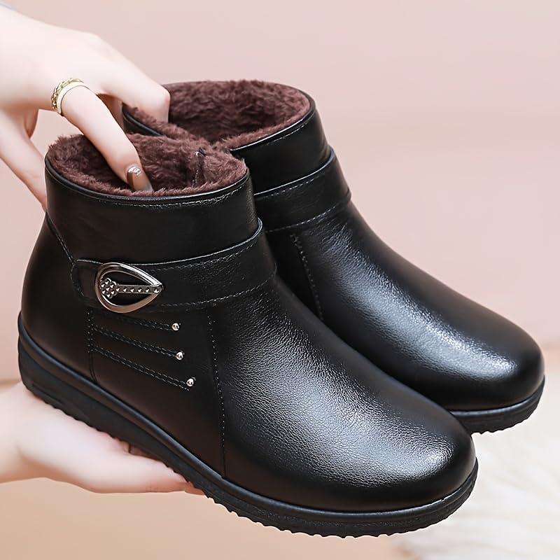 Soft-Soled Winter Boots for Middle-Aged & Elderly Women: Thick, Warm & Comfortable Short Shoes for Grandmothers