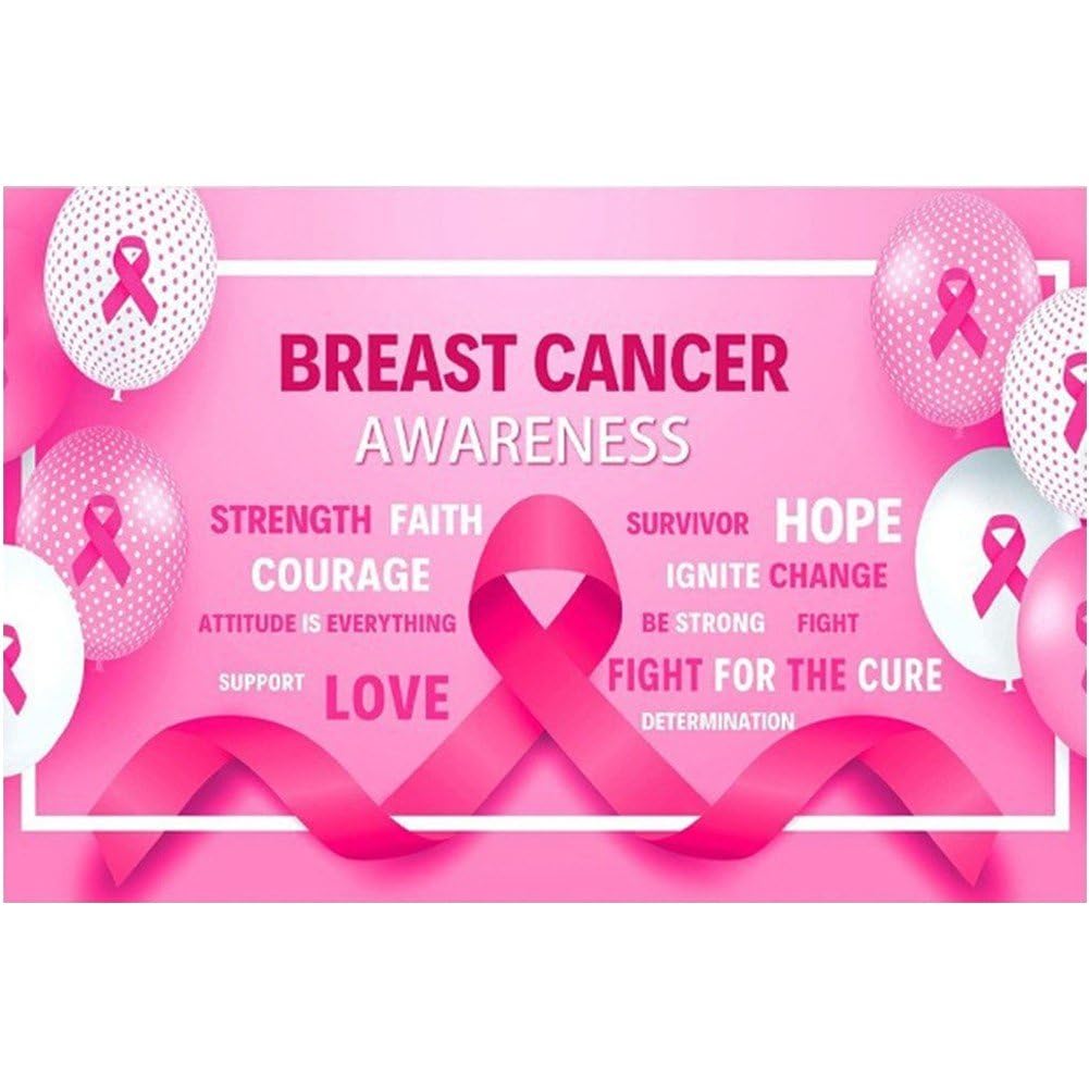 Sslvya Pink Ribbon Breast Cancer Awareness Banner Backdrop Background for Breast Cancer Day Decoration