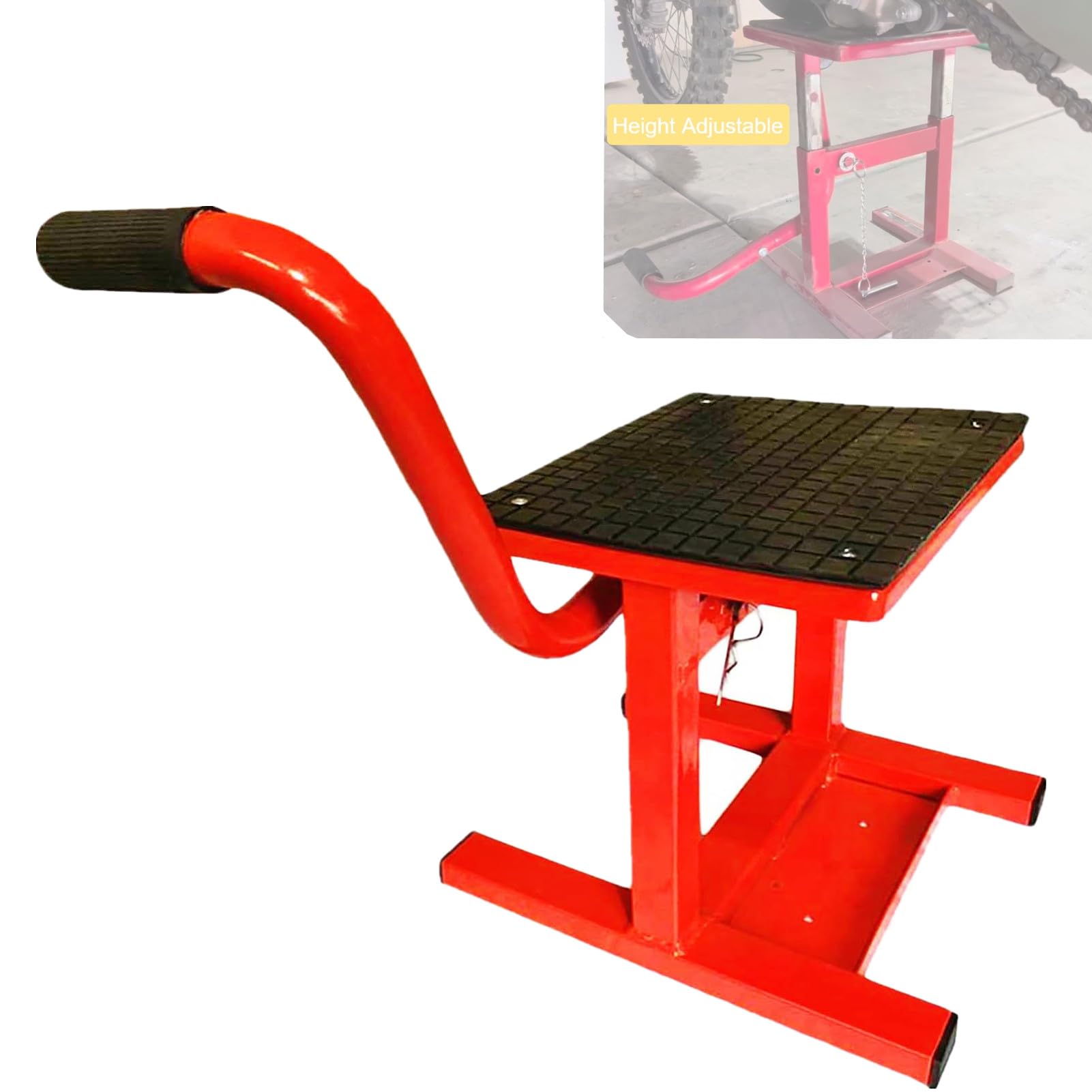 300LBS Adjustable Portable Motorcycle Dirt Bike Lift Stand Table for Maintenance (Red)