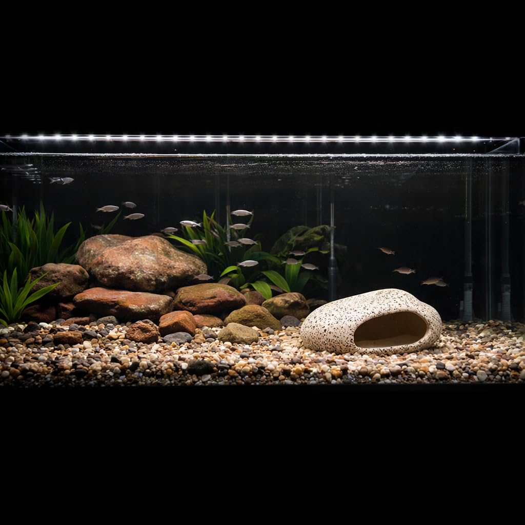 Décoration Aquarium Grotte en céramique, Accessoire Aquarium Pierre Betta, cachette Aquarium Poissons, abri Reproduction cichlidés, plecos, décor Aquatique (S)