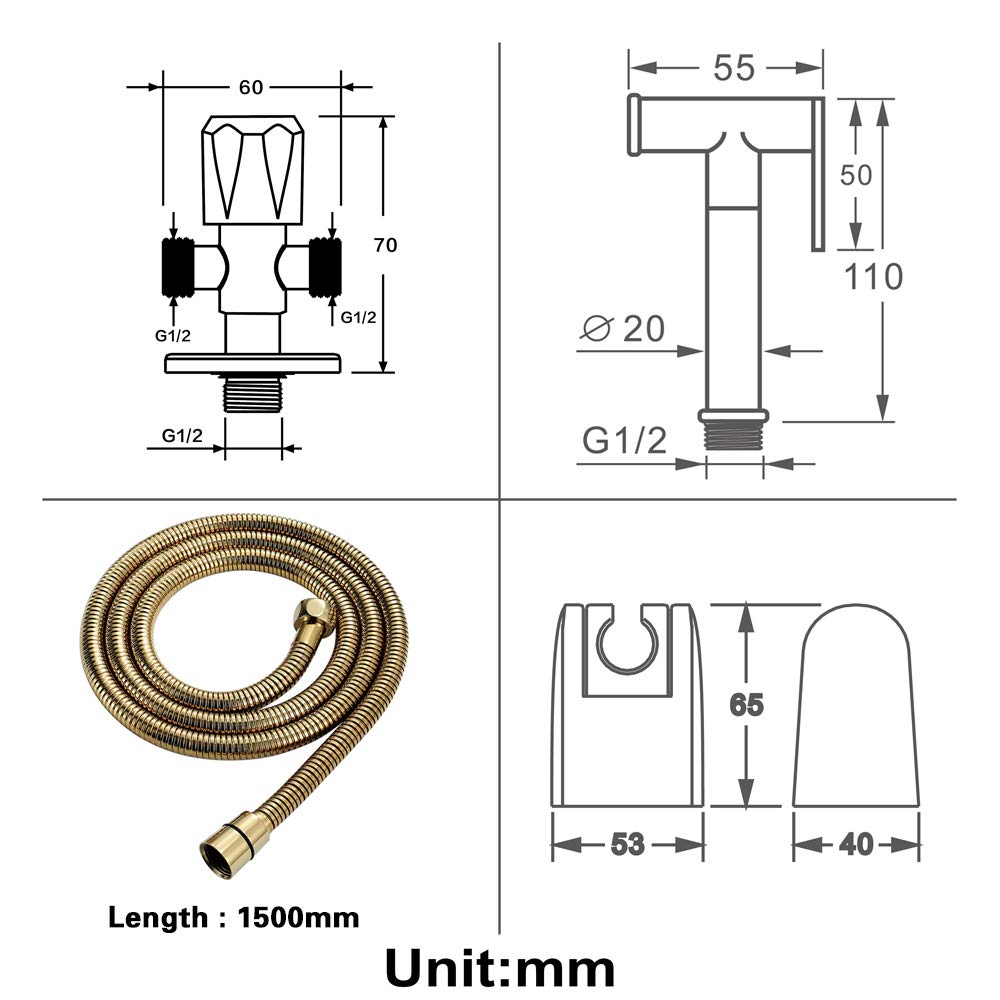 Rociador de pañales de Tela de latón for Inodoro, Kit de Inodoro con rociador portátil for higiene Personal, fácil de Instalar, estándar Europeo 1/2(1/2 European Standard)