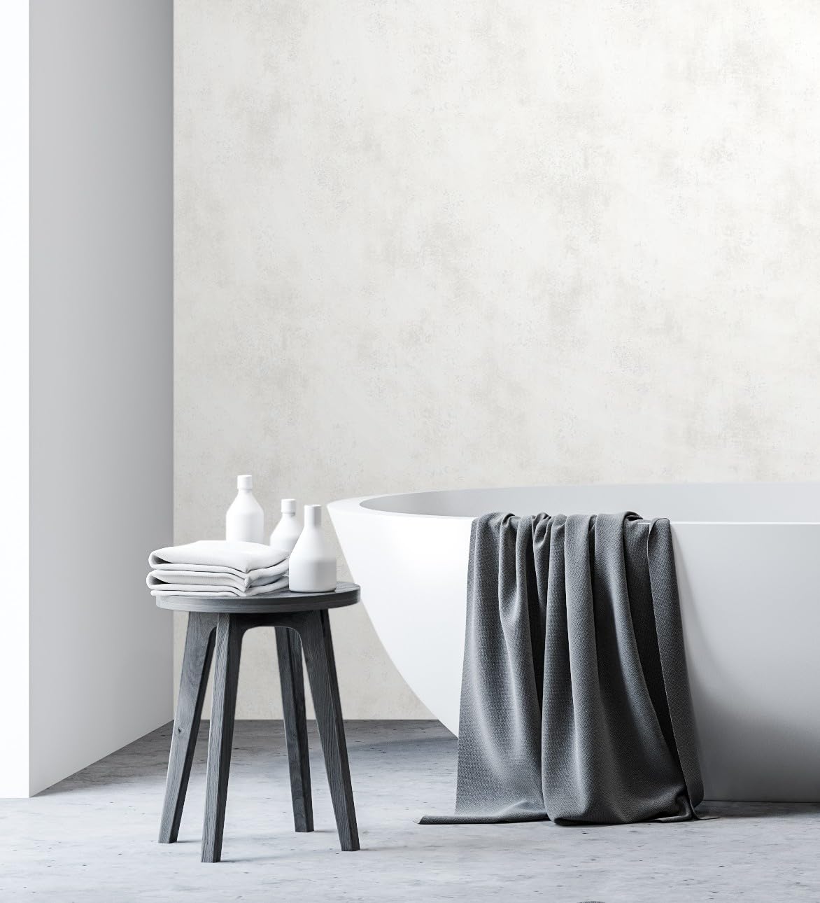 GAULAN 128798 Papier peint vinyle lavable effet mur béton relief blanc pour mur salon cuisine bain chambre couloir stanza salle à mange tête de lit - Rouleaux de 10 m x 0,53 m