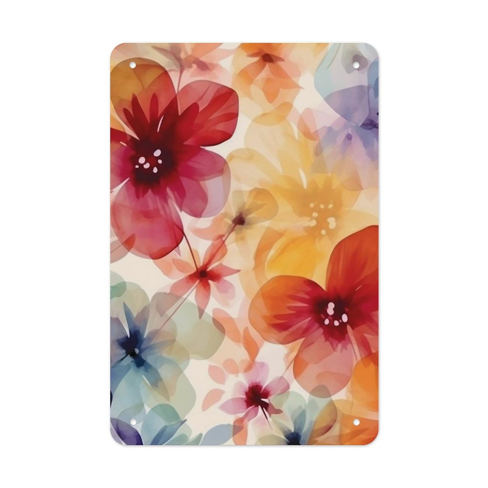 QMNLKH Watercolor Style Flower Pattern Plaques for Wall Decor, Personalized Metal Tin Sign for Home, Multifunctional Poster for Office, Fashion Painting for Hallway, Wall Art Pictures, 7.9x11.8Inch