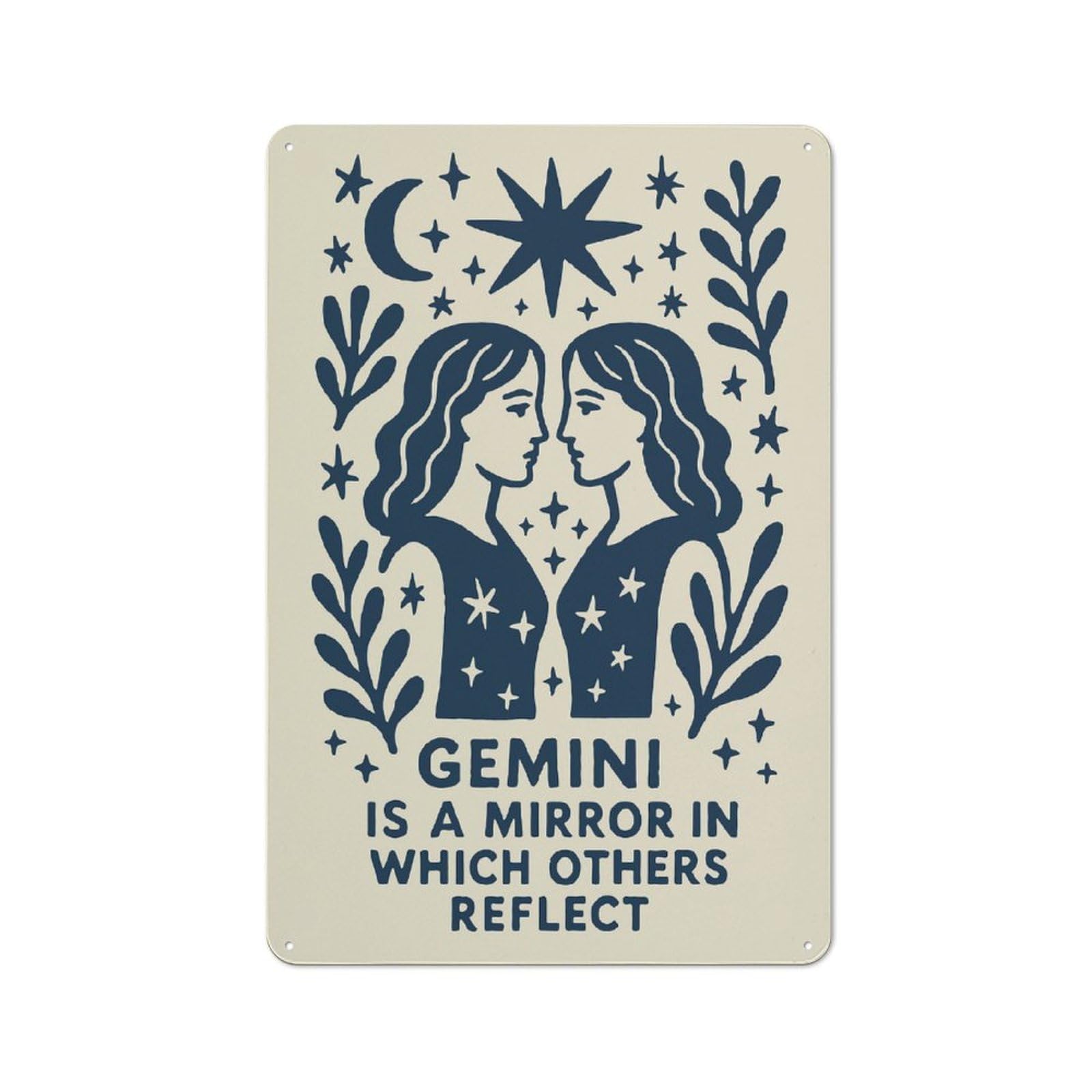 Junmoney Style-3 Vintage Gemini Zodiac Sign Art Print Metal Plaque 30X20cm, Diner Style Decor For Bakery, Diner, Cafe Or Family Room