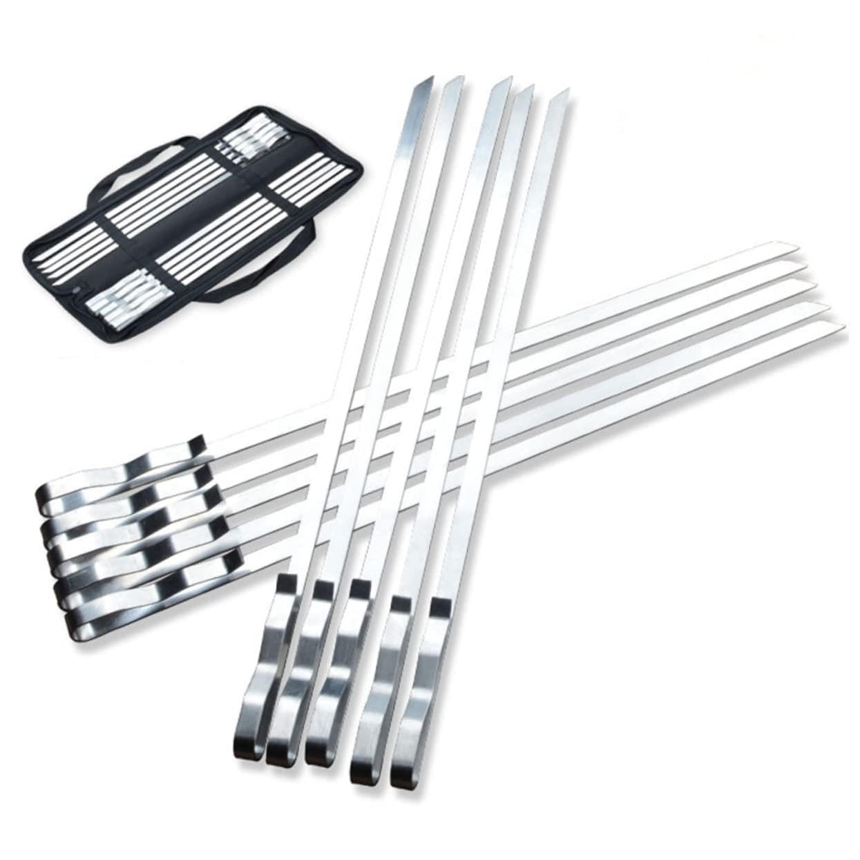 10pezzi Spiedini Per Barbecue in Da Set Spiedini Per Manico Ondulato Cursore Integrato Per Sgancio Rapido Per Carne Verdure e