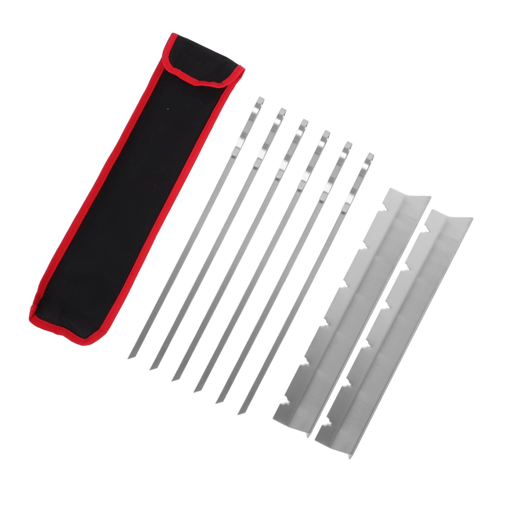 Set di Spiedini da Barbecue in Acciaio Inox, Antiruggine, Base e Borsa, per Carne e Verdure, Facile Infilare, per Feste All'aperto